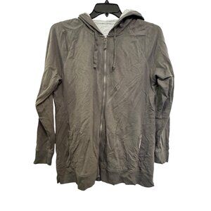Gap Maternity Gray Full-Zip Hoodie Jacket L Cotton/Modal Blend